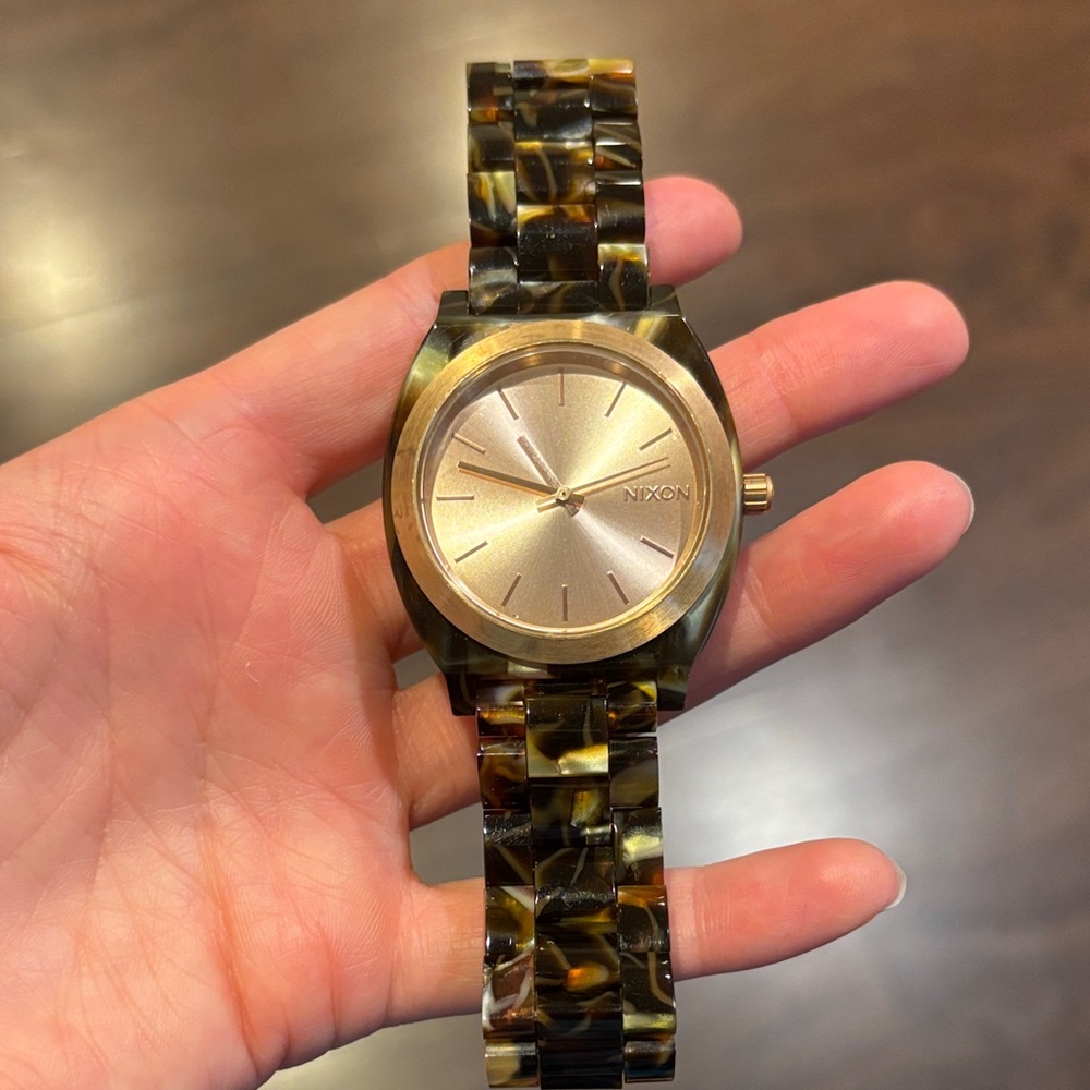 Nixon Rose Gold Dial with Tortoise Band Watch